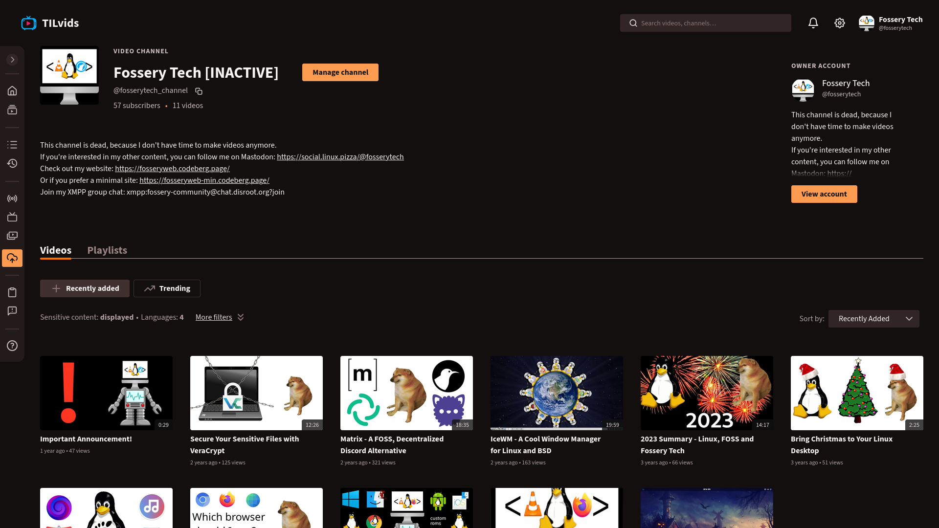 PeerTube channel