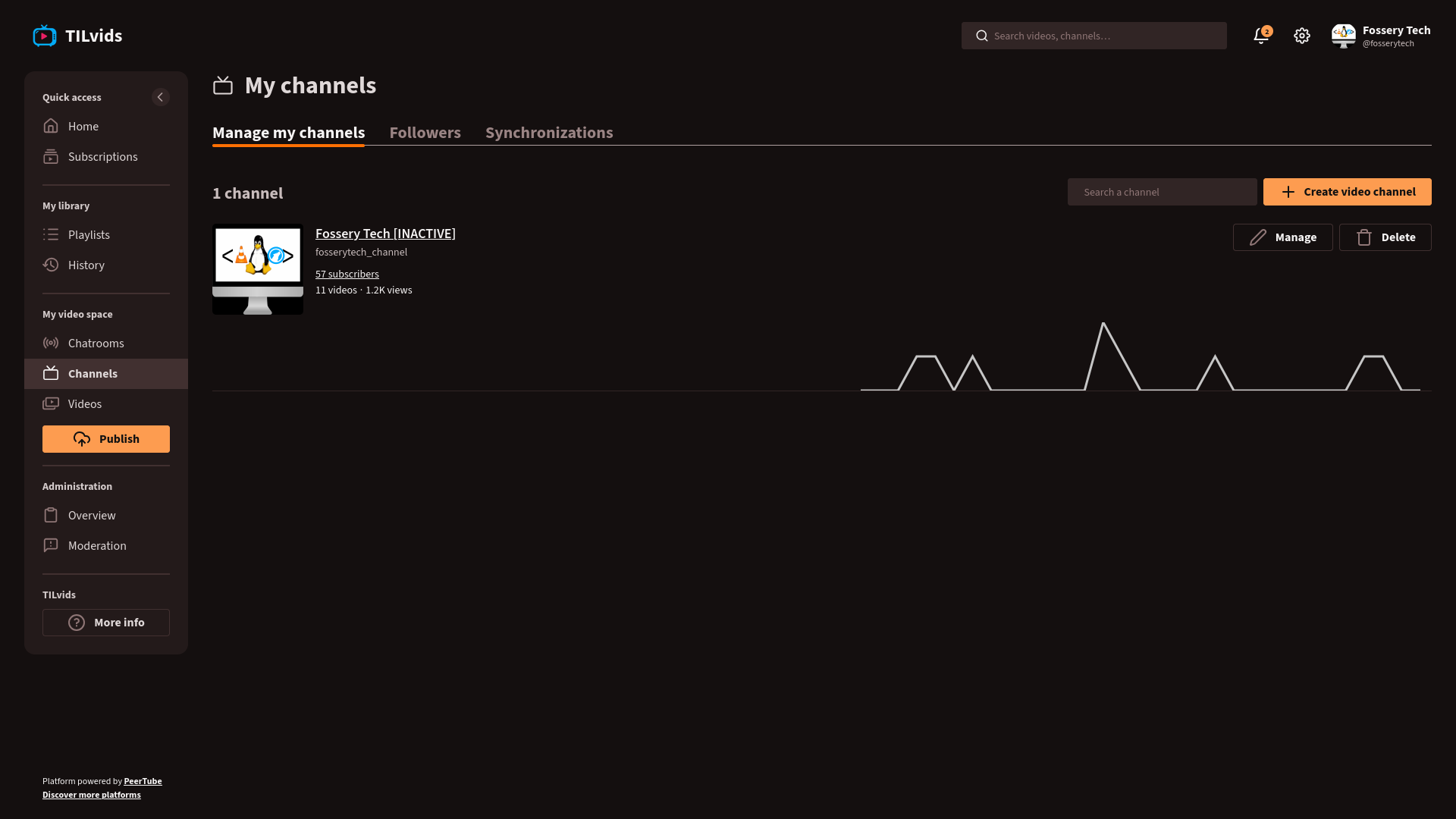 PeerTube manage channels