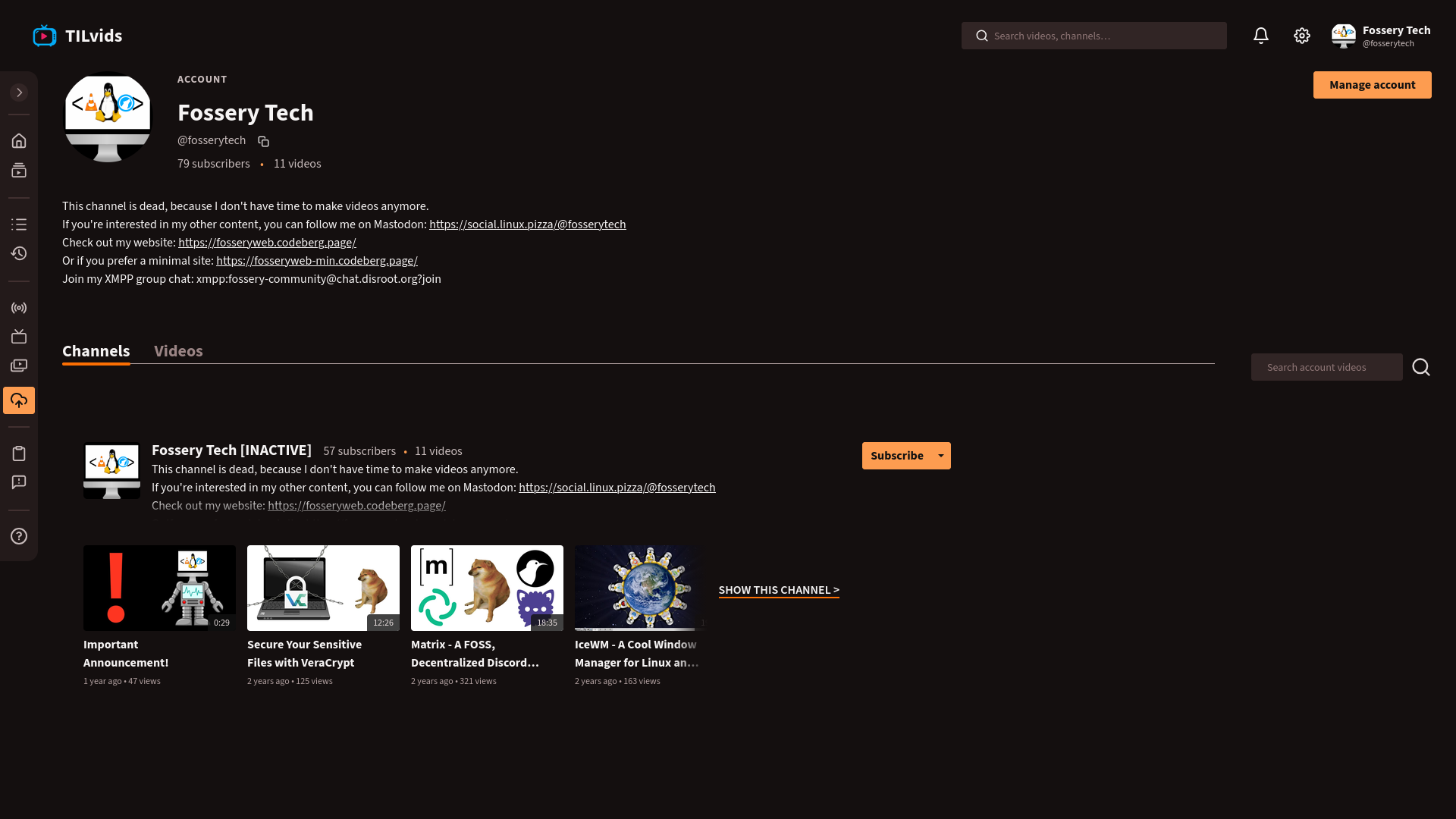 PeerTube profile